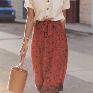 Sezane Amandine Skirt in Flower Print Terracotta NWOT